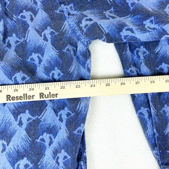 Vintage 90s Ralph Lauren Chaps Ski Shirt Large Blue Slopes Mountain Snowboard - Picture 7 of 8